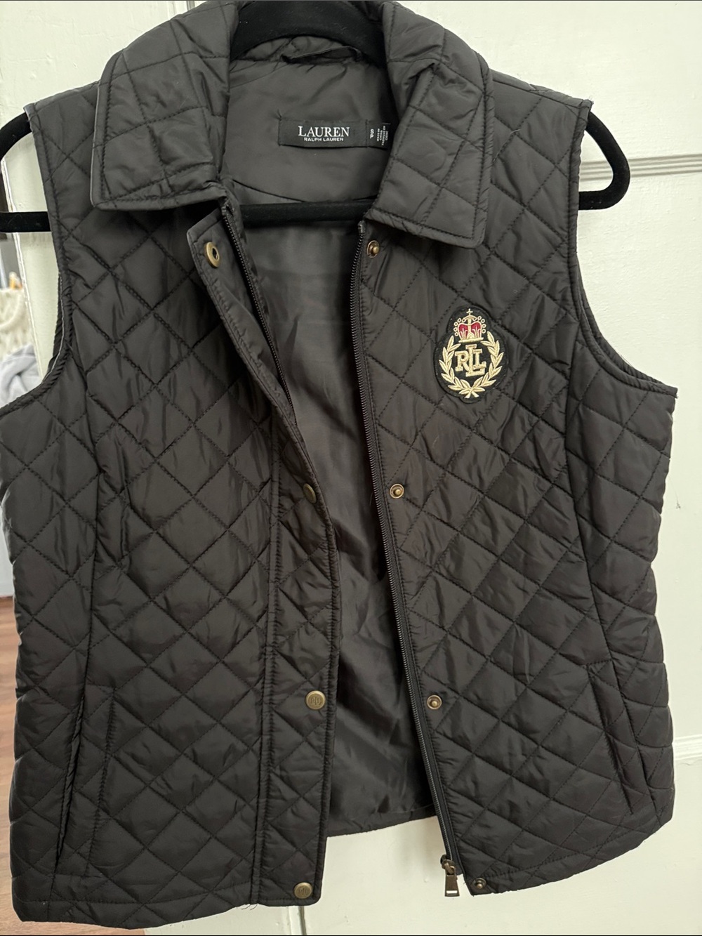 Lauren Ralph Lauren Quilted Dark Brown Crest Vest